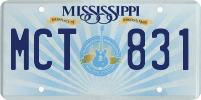 MS license plate MCT831