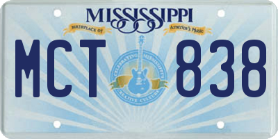 MS license plate MCT838