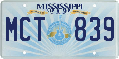 MS license plate MCT839