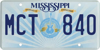 MS license plate MCT840