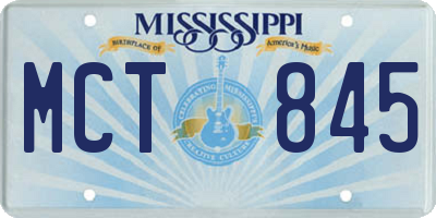 MS license plate MCT845