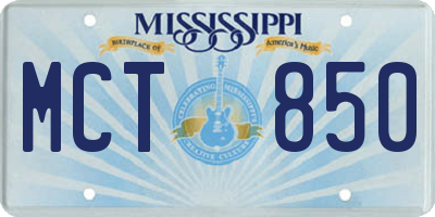 MS license plate MCT850