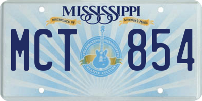 MS license plate MCT854