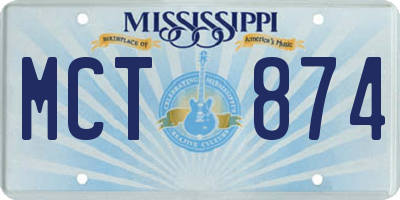 MS license plate MCT874