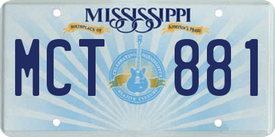 MS license plate MCT881