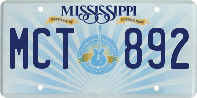 MS license plate MCT892
