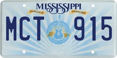 MS license plate MCT915