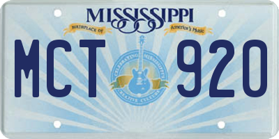 MS license plate MCT920