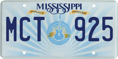 MS license plate MCT925