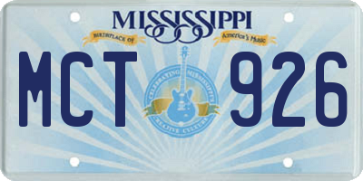 MS license plate MCT926