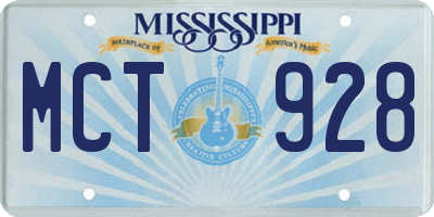 MS license plate MCT928