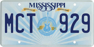 MS license plate MCT929
