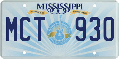 MS license plate MCT930