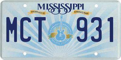 MS license plate MCT931