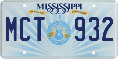 MS license plate MCT932