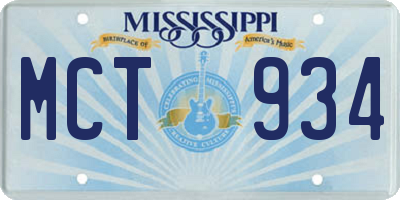 MS license plate MCT934