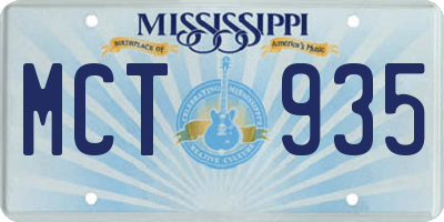 MS license plate MCT935