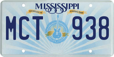 MS license plate MCT938