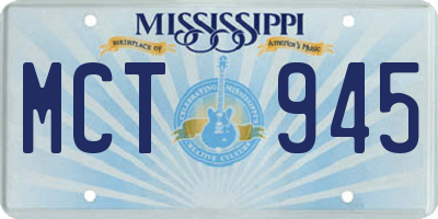 MS license plate MCT945