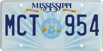 MS license plate MCT954