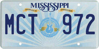 MS license plate MCT972
