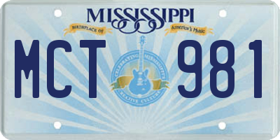 MS license plate MCT981
