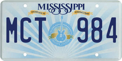 MS license plate MCT984