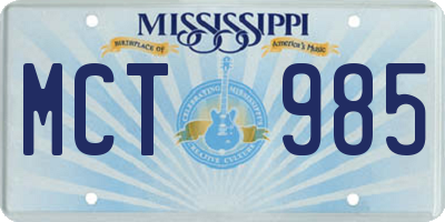 MS license plate MCT985
