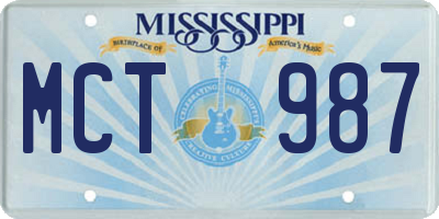 MS license plate MCT987
