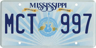 MS license plate MCT997