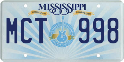 MS license plate MCT998