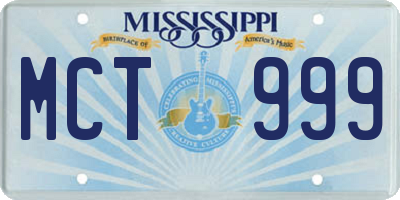 MS license plate MCT999