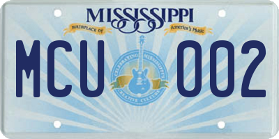 MS license plate MCU002