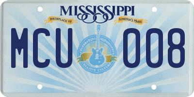 MS license plate MCU008