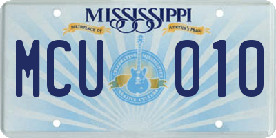 MS license plate MCU010