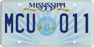 MS license plate MCU011