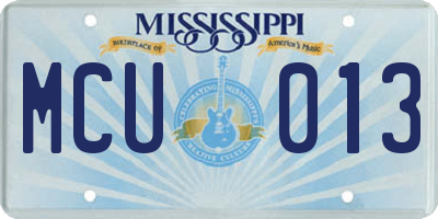 MS license plate MCU013