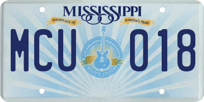 MS license plate MCU018