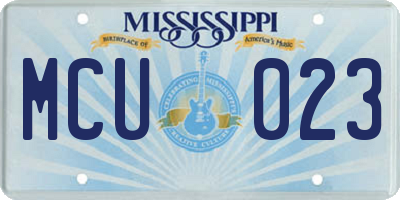 MS license plate MCU023
