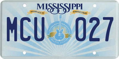 MS license plate MCU027