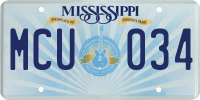 MS license plate MCU034