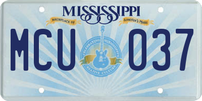 MS license plate MCU037
