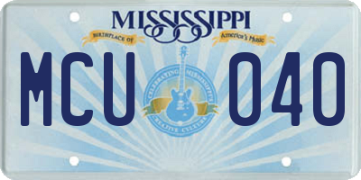 MS license plate MCU040