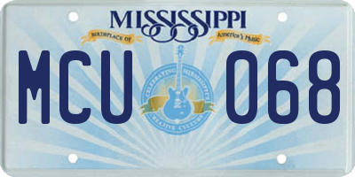 MS license plate MCU068