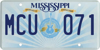 MS license plate MCU071