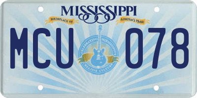 MS license plate MCU078