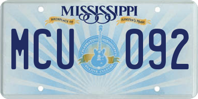 MS license plate MCU092