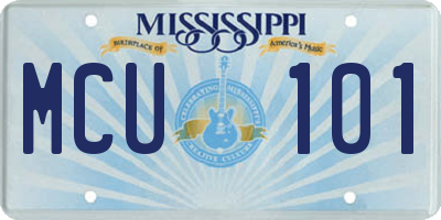 MS license plate MCU101