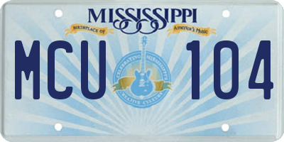 MS license plate MCU104