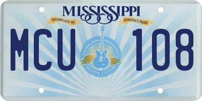 MS license plate MCU108
